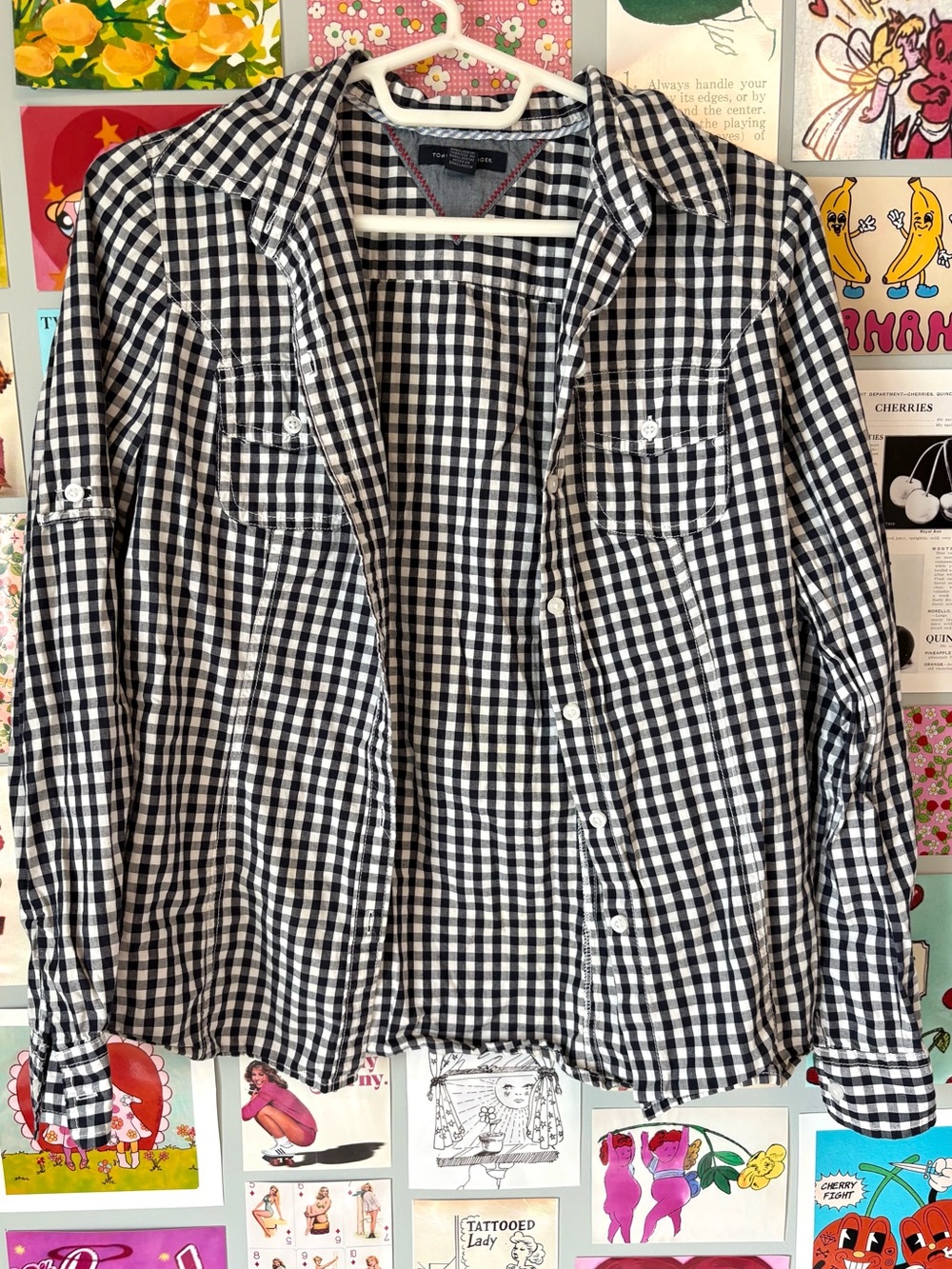 Tommy Hilfiger Black & White Gingham Button-Up Shirt